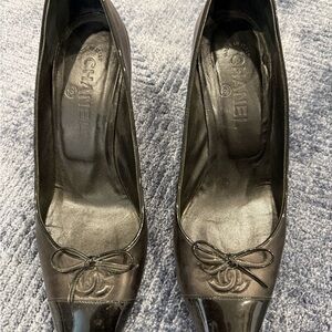 CHANEL Black Patent Leather Heels